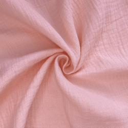 Ткань Муслин Жатый, цвет Нежно-Розовый (на отрез)  в Саранске